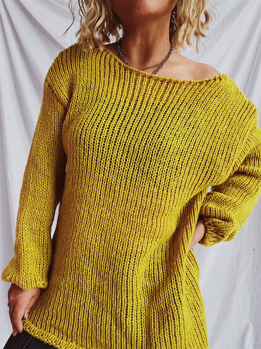 Boat Neck Dropped Shoulder Sweater