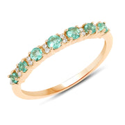 Bids.com 0.41 Carat Genuine Zambian Emerald and White Diamond 14K Yellow Gold Ring Rings