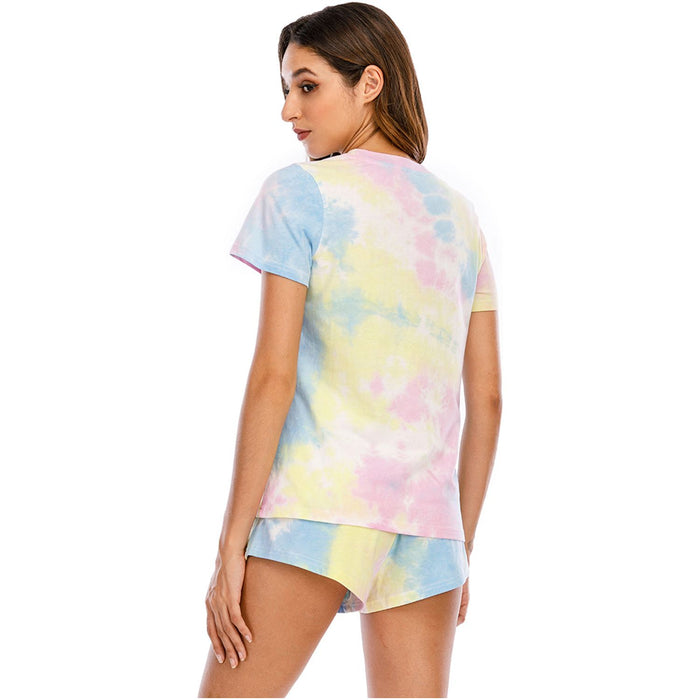 Tie-Dye Round Neck Short Sleeve Top and Shorts Lounge Set