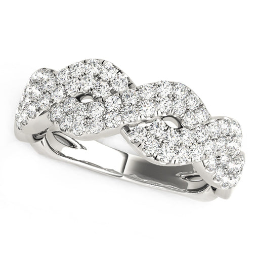 Bids.com Diamond Studded Interlocking Waves Ring in 14k White Gold (5/8 cttw) Rings