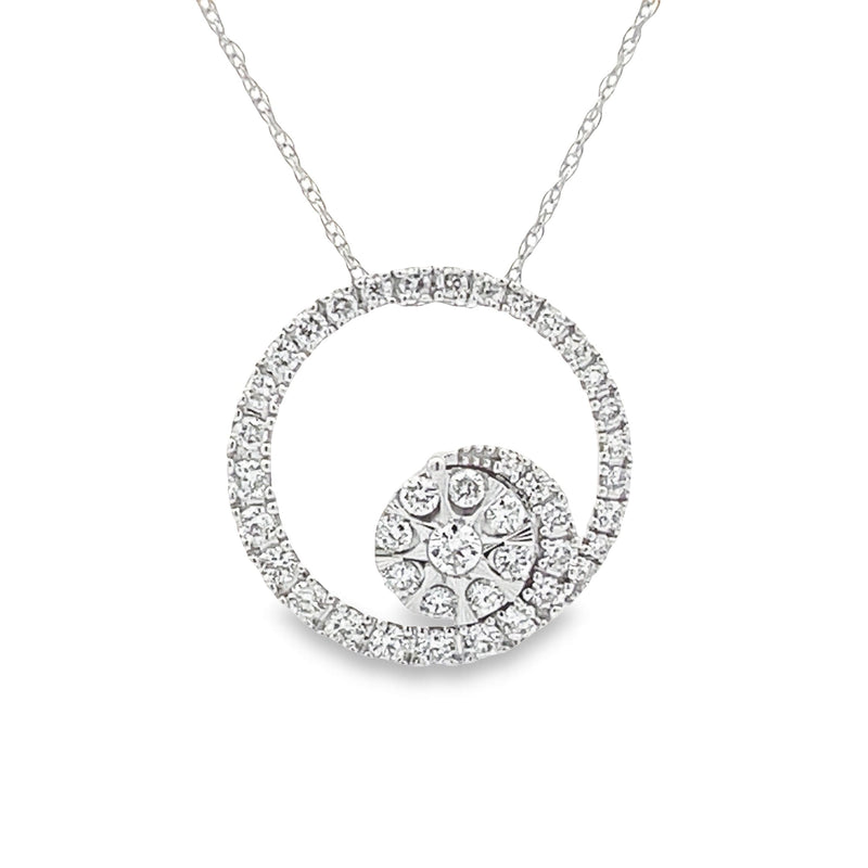 Bids.com .50ct Diamond Circle of Love Pendant 14KT White Gold Pendants