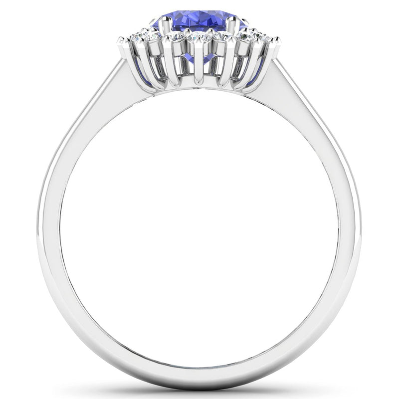 Bids.com 1.92 Carat Genuine Tanzanite and White Diamond 14K White Gold Ring Rings