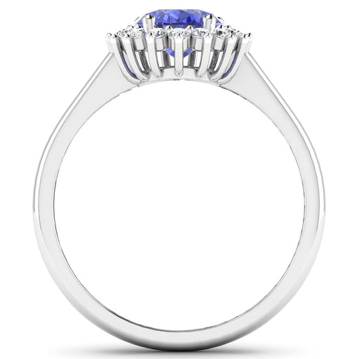 Bids.com 1.92 Carat Genuine Tanzanite and White Diamond 14K White Gold Ring Rings