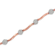 Bids.com .925 10k Rose Gold Over Sterling Silver 1.0 cttw Diamond Floral Link Bracelet (I-J Color,I3 Clarity) Bracelets