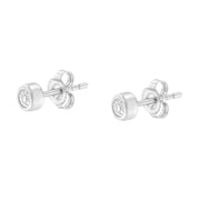 Bids.com 10K White Gold 0.15 Cttw Round Brilliant-Cut Near Colorless Diamond Bezel-Set Stud Earrings (H-I Color, I1-I2 Clarity) Earrings