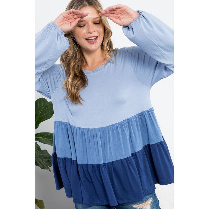 Plus Color Block Tiered Swing Top