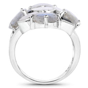Bids.com 10.30 Carat Genuine White Rainbow Moonstone, Labradorite And Black Onyx .925 Sterling Silver Ring Rings
