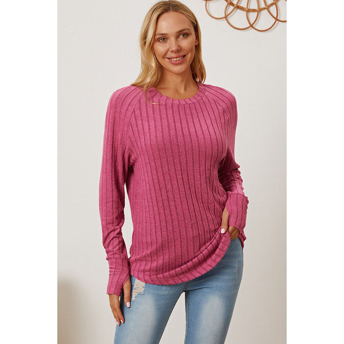 Basic Bae Ribbed Thumbhole Sleeve T-Shirt