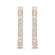 Bids.com 18K Rose Gold 1 Cttw Round Bezel-Set Diamond Hoop Earrings (F-G Color, VS1-VS2 Clarity) Earrings
