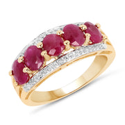 Bids.com 14K Yellow Gold Plated 1.90 Carat Genuine Ruby .925 Sterling Silver Ring Rings