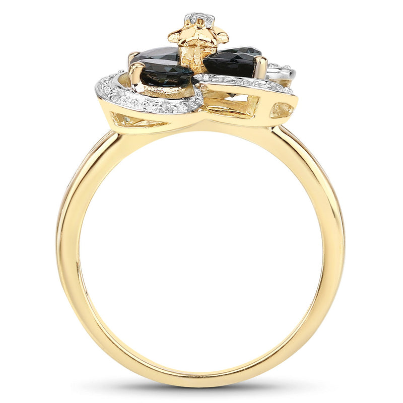 Bids.com 1.76 Carat Genuine London Blue Topaz and White Topaz .925 Sterling Silver Ring Rings
