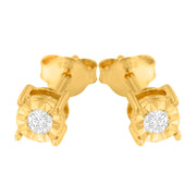 Bids.com 10K Yellow Gold Plated .925 Sterling Silver 1/10 Cttw Round Brilliant-Cut Diamond Miracle-Set Stud Earrings (J-K Color, I3 Clarity) Earrings