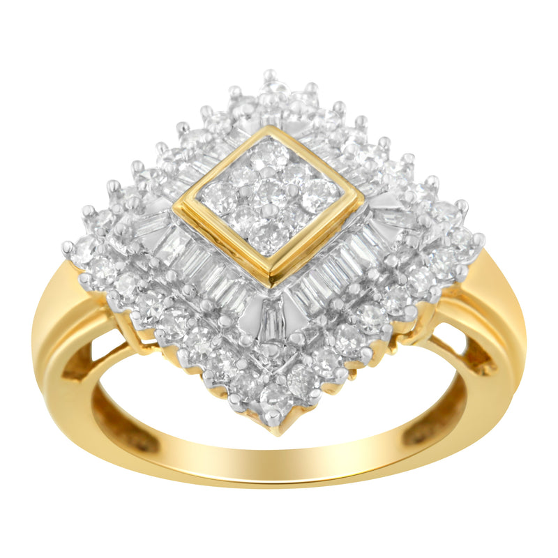 Bids.com 10K Yellow Gold Diamond Ballerina Ring (1 Cttw, I-J Color, I1-I2 Clarity) - Size 7 Rings