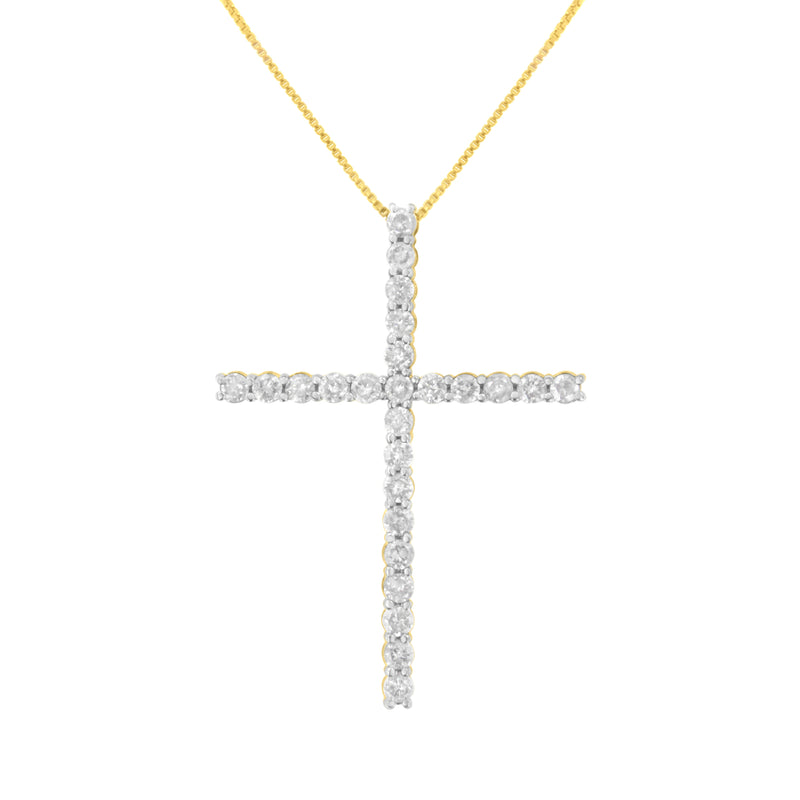 Bids.com .925 Sterling Silver 2 1/2 cttw Diamond Cross Pendant Necklace (H-I, I2-I3) Necklaces