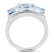 Bids.com 3.60 Carat Genuine Blue Topaz .925 Sterling Silver Ring Rings