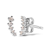 Bids.com 10K White Gold 1/10 Cttw Diamond Journey Style Climber Stud Earrings (H-I Color, I1-I2 Clarity) Earrings