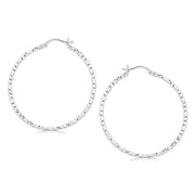 Bids.com Sterling Silver Rhodium Plated Large Faceted Style Hoop Earrings Earrings