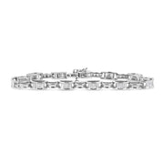 Bids.com 14K White Gold 1.0 Cttw Invisible Set Princess Diamond Alternating Link Tennis Bracelet (I-J Color, I1-I2 Clarity) - 7.25" Bracelets