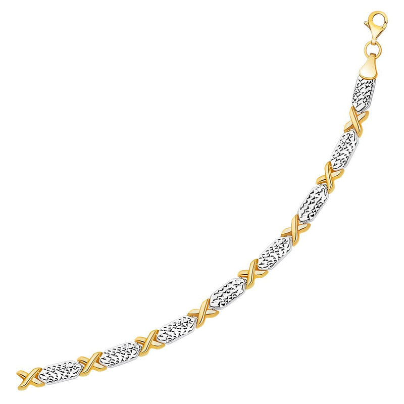 Bids.com 14k Two-Tone Gold Fancy X Line Bracelet Bracelets
