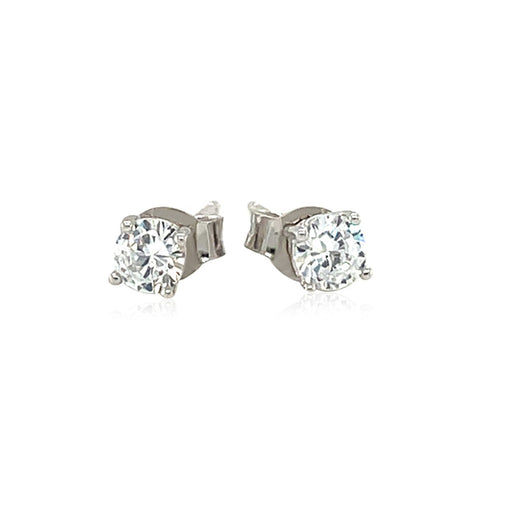 Bids.com Sterling Silver 4mm Faceted White Cubic Zirconia Stud Earrings Earrings