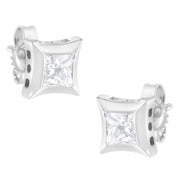 Bids.com 10K White Gold 1/2 Cttw Invisible Set Princess-Cut Diamond Stud Earrings (H-I Color, SI2-I1 Clarity) Earrings