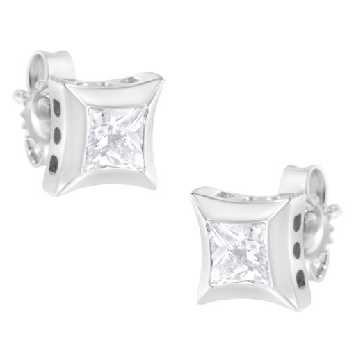 Bids.com 10K White Gold 1/2 Cttw Invisible Set Princess-Cut Diamond Stud Earrings (H-I Color, SI2-I1 Clarity) Earrings
