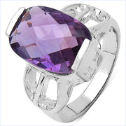 Bids.com 6.50 Carat Genuine Amethyst .925 Sterling Silver Ring Rings