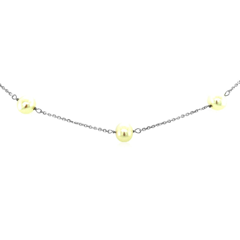 Bids.com 14k White Gold Necklace with White Pearls Necklaces