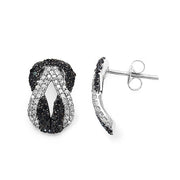 Bids.com 1.05 Carat Genuine Black Diamond & White Diamond .925 Sterling Silver Earrings Earrings