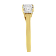 Bids.com 10K Yellow Gold Princess-Cut Diamond Three Stone Band Ring (1 Cttw, J-K Color, I1-I2 Clarity) - Size 6 Rings
