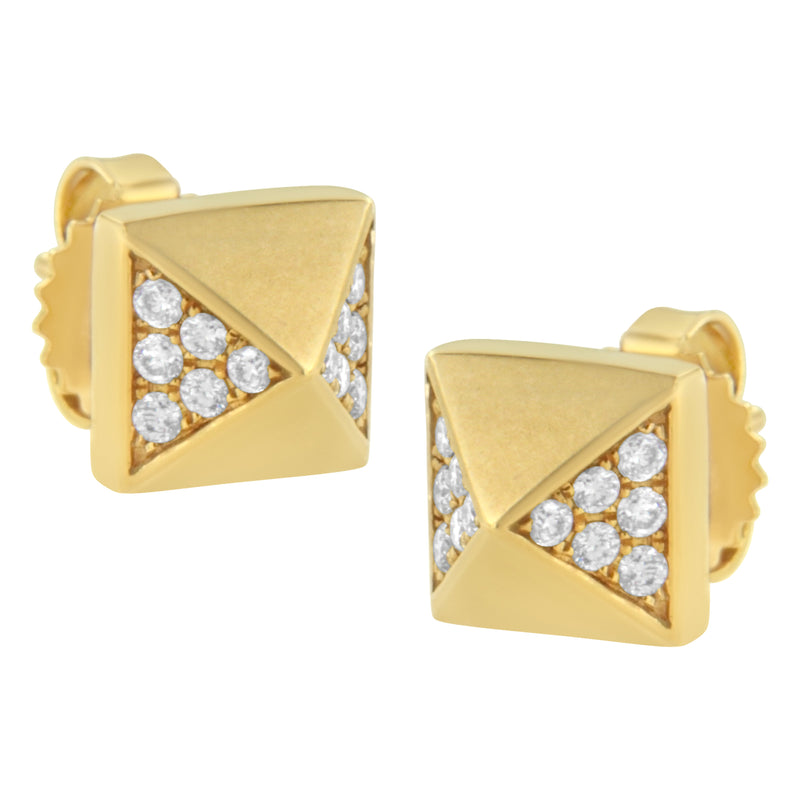Bids.com 14K Yellow Gold 1/4 Cttw Diamond Pyramid Stud Earring (G-H Color, SI1-SI2 Clarity) Earrings