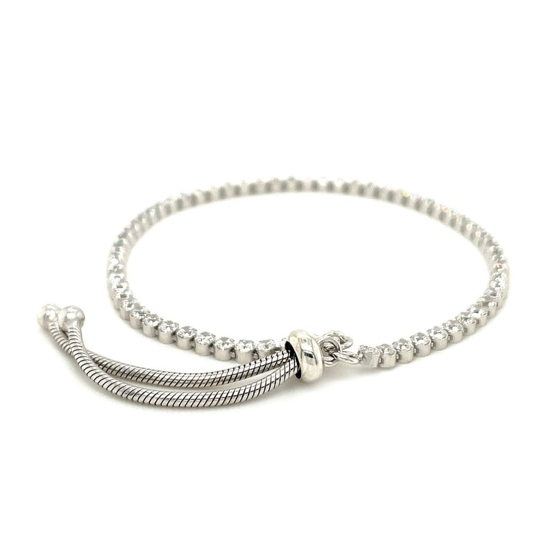 Bids.com Adjustable Tennis Style Bracelet with Cubic Zirconia in Sterling Silver Bracelets