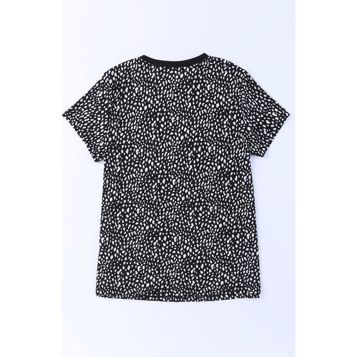 Animal Print Round Neck Short Sleeve T-Shirt