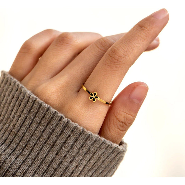 925 Sterling Silver Enamel Flower Ring