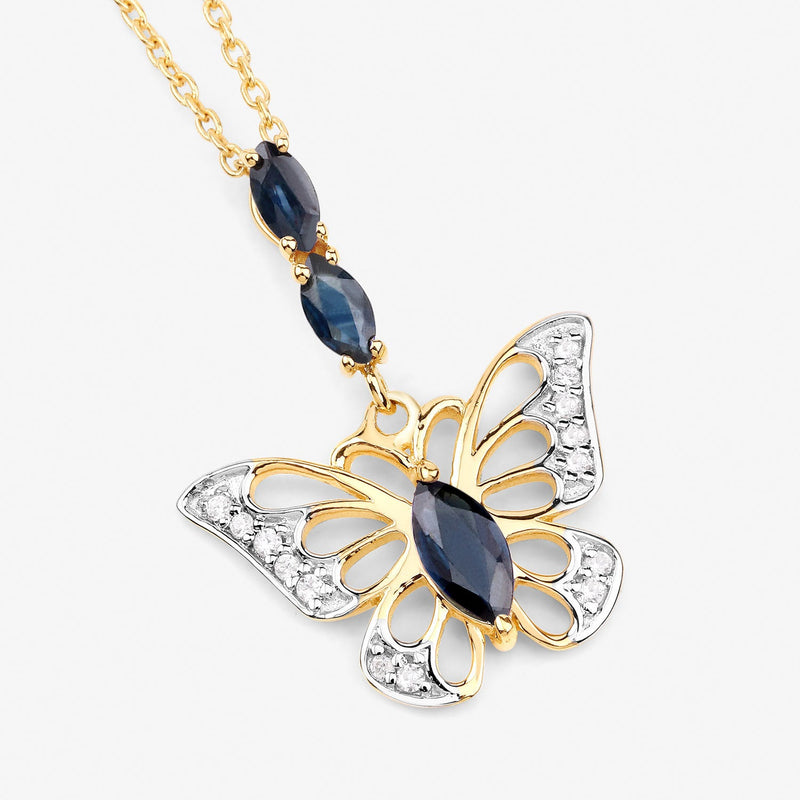 Bids.com 0.92 Carat Genuine Blue Sapphire and White Zircon .925 Sterling Silver Pendant Pendants