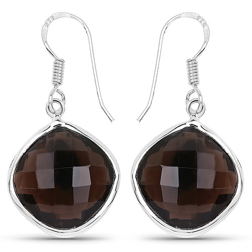 Bids.com 22.80 Carat Genuine Smoky Quartz .925 Sterling Silver Earrings Earrings