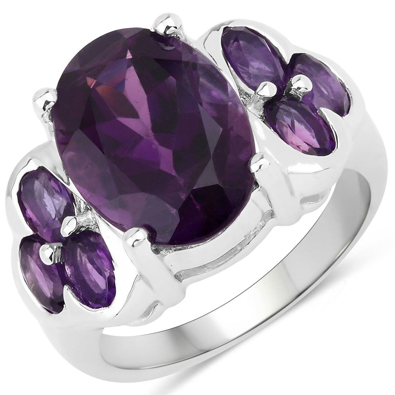 Bids.com 5.98 Carat Genuine Amethyst .925 Sterling Silver Ring Rings