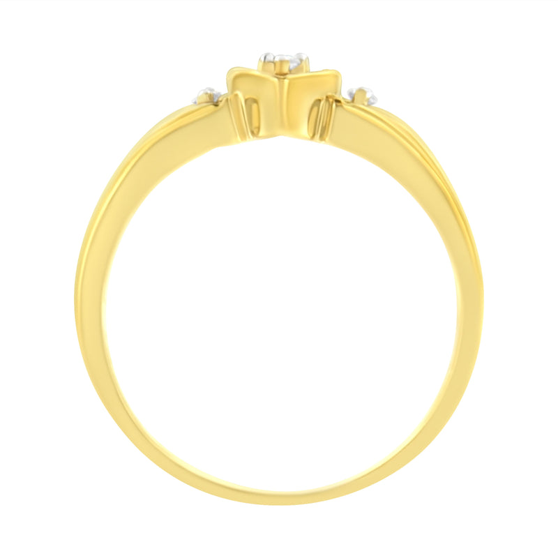 Bids.com 10KT Yellow Gold 1/20 cttw Diamond Triple Heart Diamond Ring (K-L, I1-I2) - Size 7 Rings