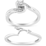 Bids.com .925 Sterling Silver 1/10 Cttw Diamond Swirl and Bypass Bridal Set Ring and Band (I-J Color, I3 Clarity) - Size 7 Rings