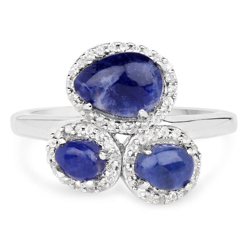 Bids.com 2.28 Carat Genuine Blue Aventurine And White Topaz .925 Sterling Silver Ring Rings