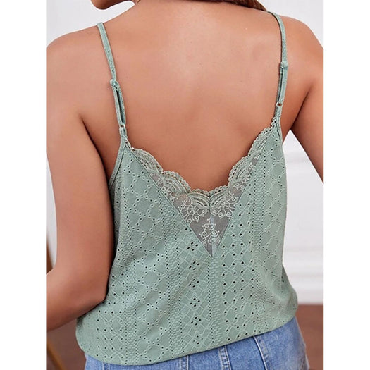 Eyelet Lace Detail V-Neck Cami