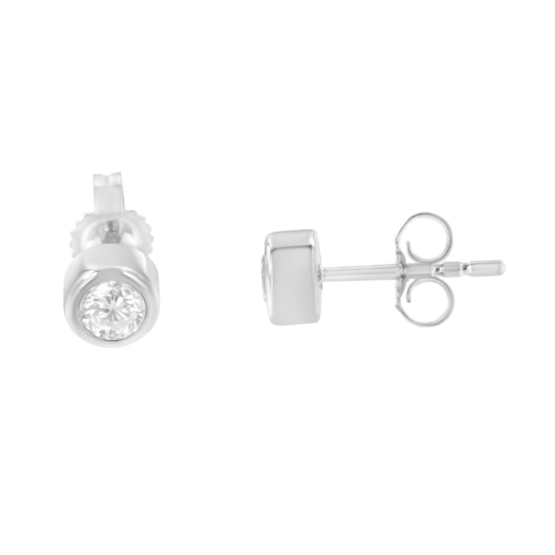 Bids.com 10K White Gold 0.30 Cttw Round Brilliant-Cut Near Colorless Diamond Bezel-Set Stud Earrings (H-I Color, I1-I2 Clarity) Earrings
