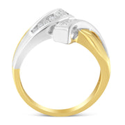 Bids.com 10K Two Toned Channel-Set Diamond Bypass Ring (1/4 cttw, I-J Color, I2 Clarity) Rings