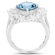 Bids.com 5.19 Carat Genuine London Blue Topaz & White Topaz .925 Sterling Silver Ring Rings