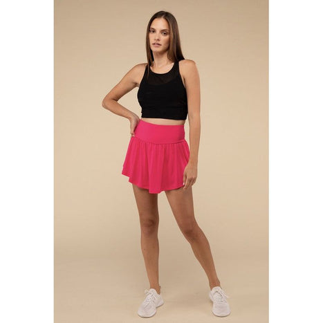 Wide Band Tennis Skirt with Zippered Back Pocket