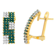 Bids.com 14K Yellow Gold 2 cttw White and Treated Blue Diamond Earrings (H-I, SI1-SI2) Earrings
