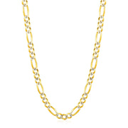 Bids.com 6.0mm 14K Yellow Gold Solid Pave Figaro Chain Necklaces