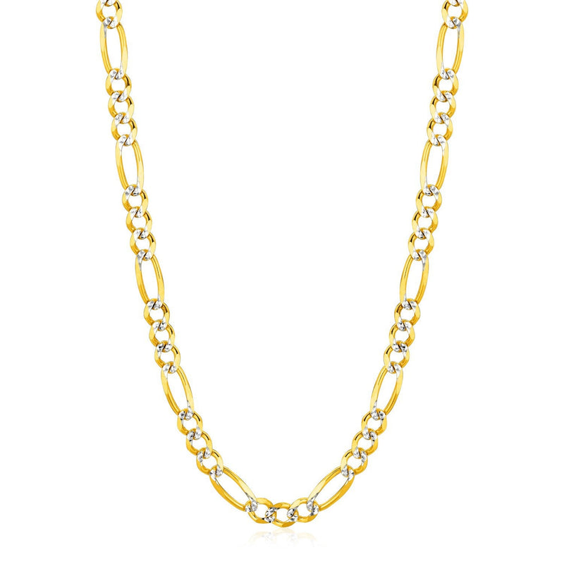 Bids.com 6.0mm 14K Yellow Gold Solid Pave Figaro Chain Necklaces