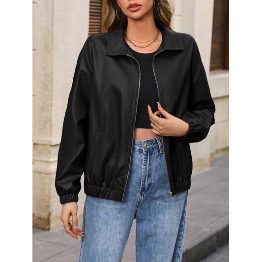 Zip Up Dropped Shoulder Jacket