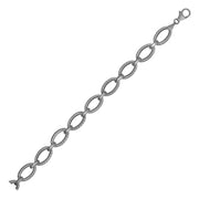 Bids.com Textured Oval Link Bracelet in 14k White Gold Bracelets